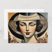 Carte Postale Dame Art déco (Devant / Derrière)
