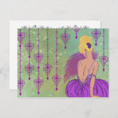 Carte Postale Dame Art déco avec bijoux - BIANCA : Spring Lilac (Devant / Derrière)