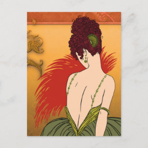 Carte Postale Dame Art déco - BIANCA : Antique automne