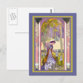 Carte Postale Dame Art déco dans le jardin (Devant / Derrière)