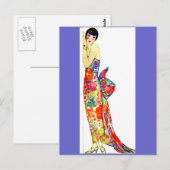 Carte Postale Dame Art Déco en robe de soirée (Devant / Derrière)