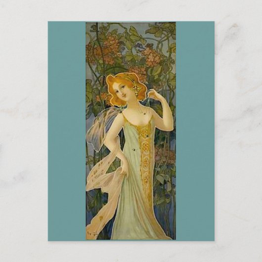 Carte Postale Dame Art Nouveau (Devant)