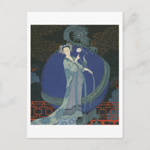 Carte Postale Dame au Dragon (litho couleur)