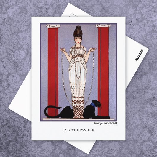 Carte Postale Dame au panthère George Barbier Mode
