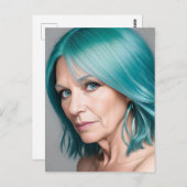 Carte Postale Dame aux cheveux sarcelle (Devant / Derrière)