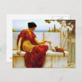 Carte Postale Dame avec chat - Godward (Devant / Derrière)
