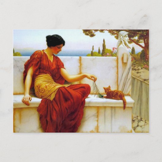 Carte Postale Dame avec chat - Godward (Devant)