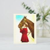 Carte Postale Dame avec cheval art vintage (Debout devant)