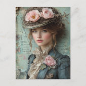 Carte Postale Dame avec un Casquette de la nature (Devant)