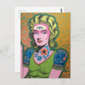 Carte Postale Dame avec un troisième oeil (Devant / Derrière)