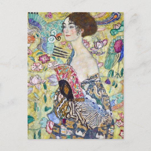 Carte Postale Dame avec un ventilateur, Gustav Klimt (Devant)