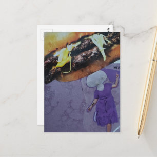 Carte Postale Dame Champignon Cheeseburger Silly Collage