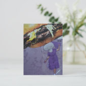 Carte Postale Dame Champignon Cheeseburger Violet Ridicule Colla (Debout devant)