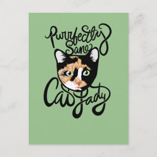 Carte Postale Dame Chat Parfaitement Saine
