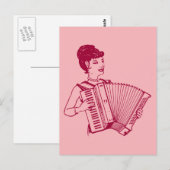 Carte Postale Dame d'Accordion rétro (Devant / Derrière)