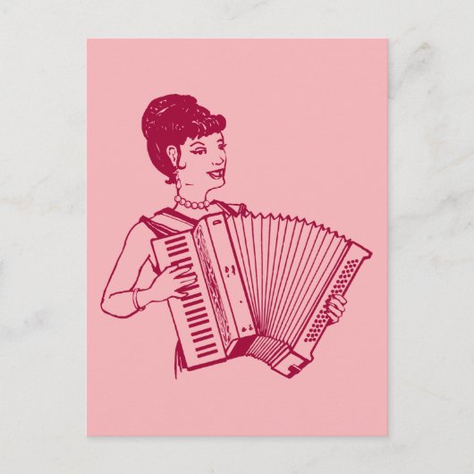 Carte Postale Dame d'Accordion rétro (Devant)