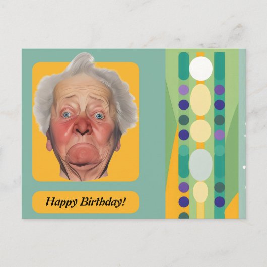 Carte Postale Dame d'anniversaire drôle Rétro (Devant)