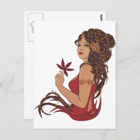 Carte Postale Dame d'automne (Devant / Derrière)