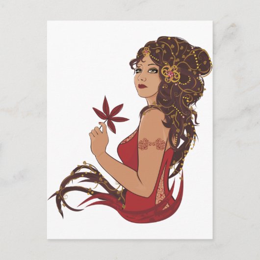 Carte Postale Dame d'automne (Devant)