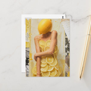 Carte Postale Dame de citron surréaliste Collage