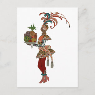 Carte Postale Dame de fruits d'Afrique - Illustration Vintage