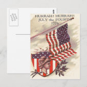 Carte Postale Dame de la Liberté Bouclier Drapeau Américain (Devant / Derrière)