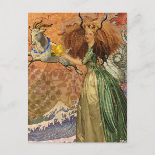 Carte Postale Dame de la Renaissance Capricorne Fantastique Vint
