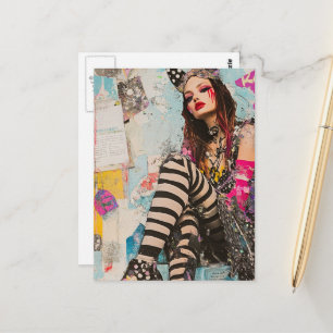 Carte Postale Dame de mode Collage