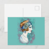 Carte Postale Dame des Années Folles. (Devant / Derrière)