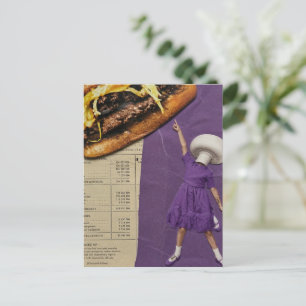 Carte Postale Dame drôle de champignon de cheeseburger Collage