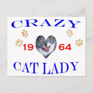 Carte Postale Dame du chat fou 1964