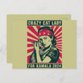 Carte Postale Dame Du Chat Fou Pour Kamala 2024 (Devant / Derrière)
