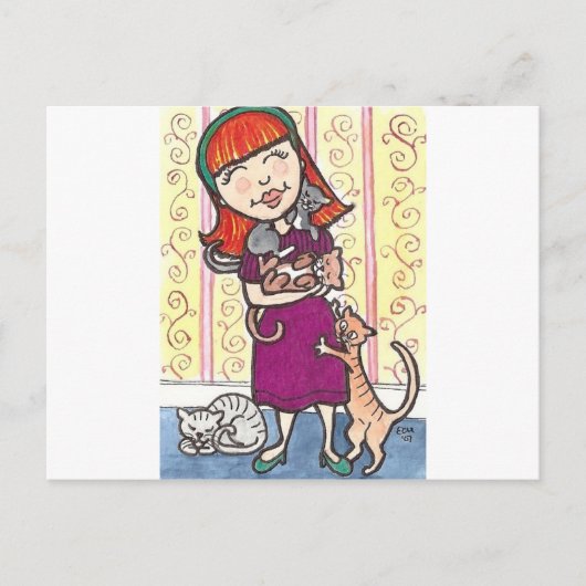 Carte Postale Dame du Crazy Cat (Devant)