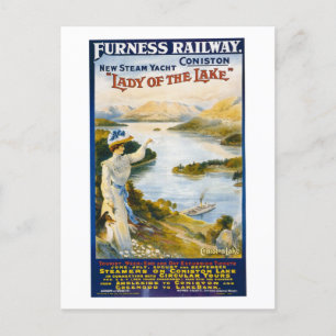 Carte Postale Dame du lac, Yacht à vapeur, Royaume-Uni, Vintage