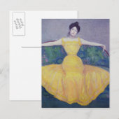Carte Postale Dame en robe jaune, 1899 (Devant / Derrière)