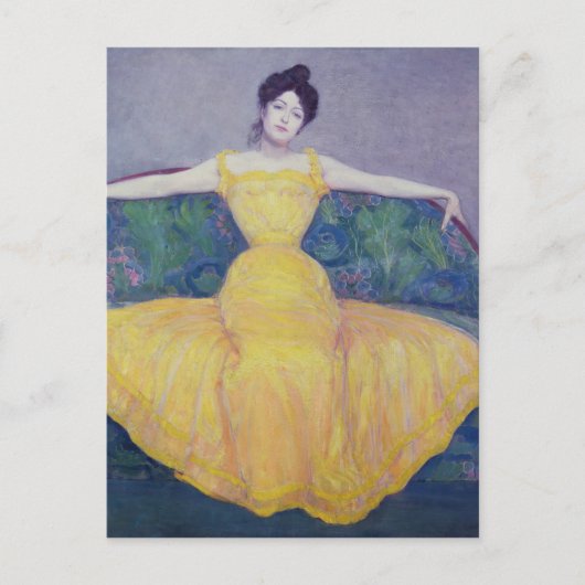 Carte Postale Dame en robe jaune, 1899 (Devant)