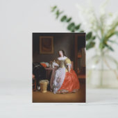 Carte Postale Dame en robe jaune et rouge (Debout devant)
