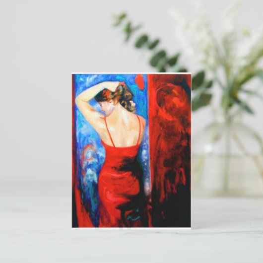 Carte Postale Dame en rouge (Debout devant)