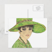 Carte Postale Dame en vert (Devant / Derrière)