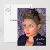 Carte Postale Dame en violet (Devant / Derrière)