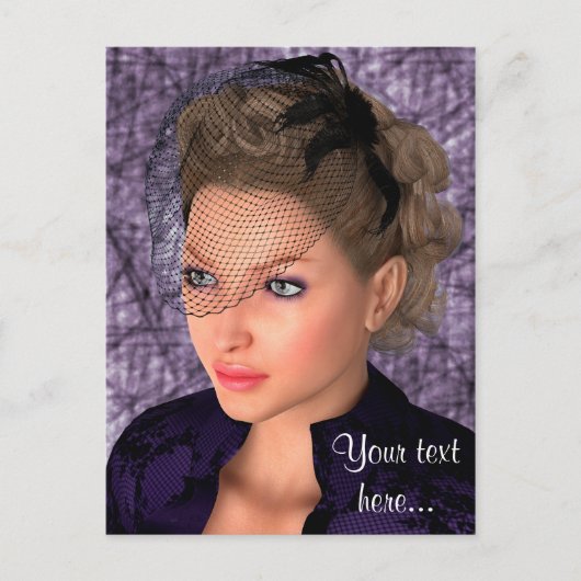 Carte Postale Dame en violet (Devant)