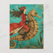 Carte Postale Dame équestre hippocampe (Devant)