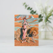 Carte Postale Dame et Lion (Debout devant)