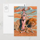 Carte Postale Dame et Lion (Devant / Derrière)