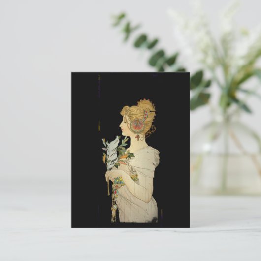 Carte Postale Dame et plumes parisiennes (Debout devant)