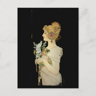 Carte Postale Dame et plumes parisiennes