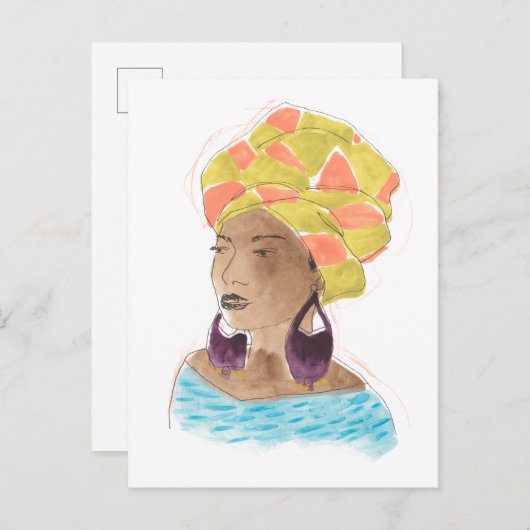 Carte Postale Dame forte et belle (Devant / Derrière)