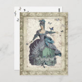 Carte Postale Dame géorgienne aux papillons (Devant / Derrière)