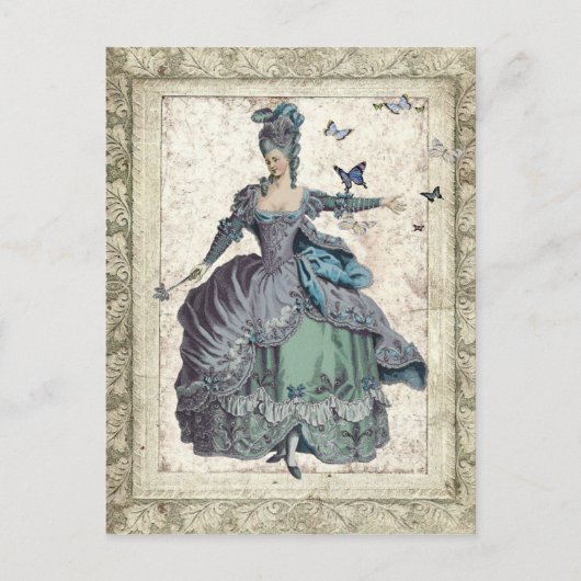 Carte Postale Dame géorgienne aux papillons (Devant)