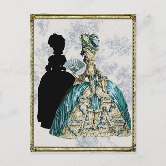 Carte Postale Dame géorgienne avec ventilateur - Bleu (Devant)